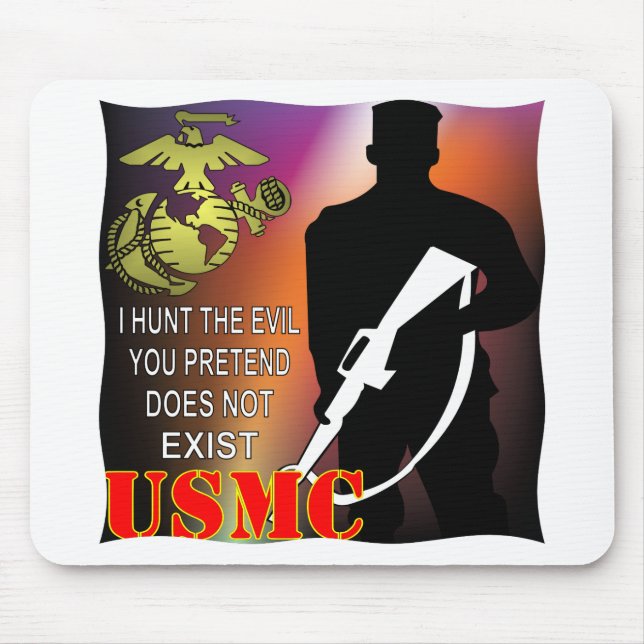 Mousepad USMC I Hunt O Mau que você finge não existe (Frente)