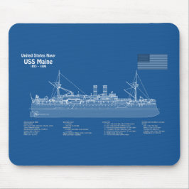Mousepad USS Maine - Ship Blueprint Planos ABD