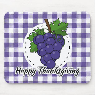 Mousepad Uva na Xadrez Violeta - Feliz Ação de Graças