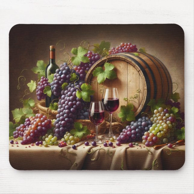 Mousepad Uvas e Vinho Ainda Vidas (Frente)