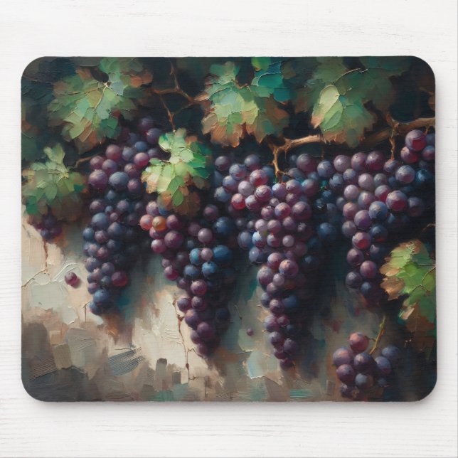 Mousepad Uvas Roxas na Pintura a Óleo de Vinha (Frente)