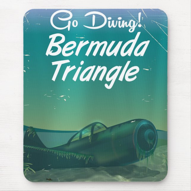 Mousepad Vá mergulhar! Cartaz de viagem do triângulo de Ber (Frente)