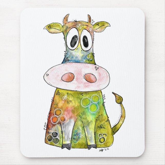 Mousepad Vaca branca e colorida (Frente)