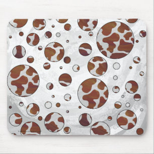 Mousepad Vaca Brown das bolinhas e impressão branco