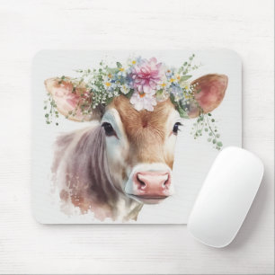 Mousepad Vaca com Cabeça Floral