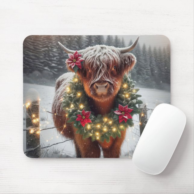 Mousepad Vaca das Terras de Natal Vestindo uma Terra (Com mouse)