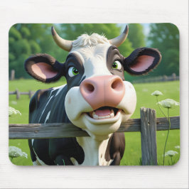 Mousepad Vaca de desenho emparelhando sobre cerca
