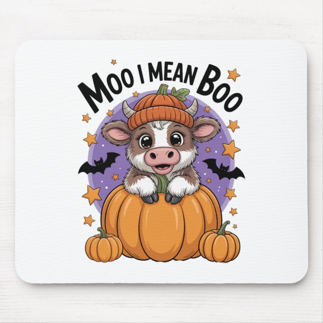 Mousepad Vaca de Halloween Moo Quero Dizer Boo Fall (Frente)