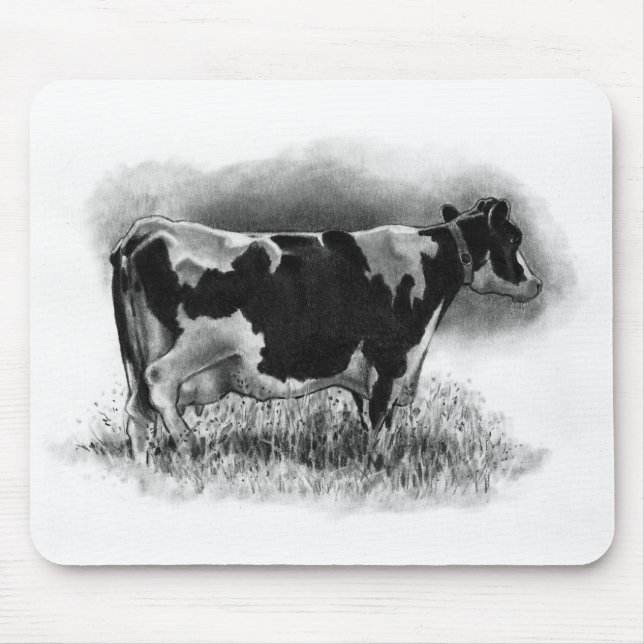 Mousepad Vaca de Holstein: Desenho de lápis original: (Frente)