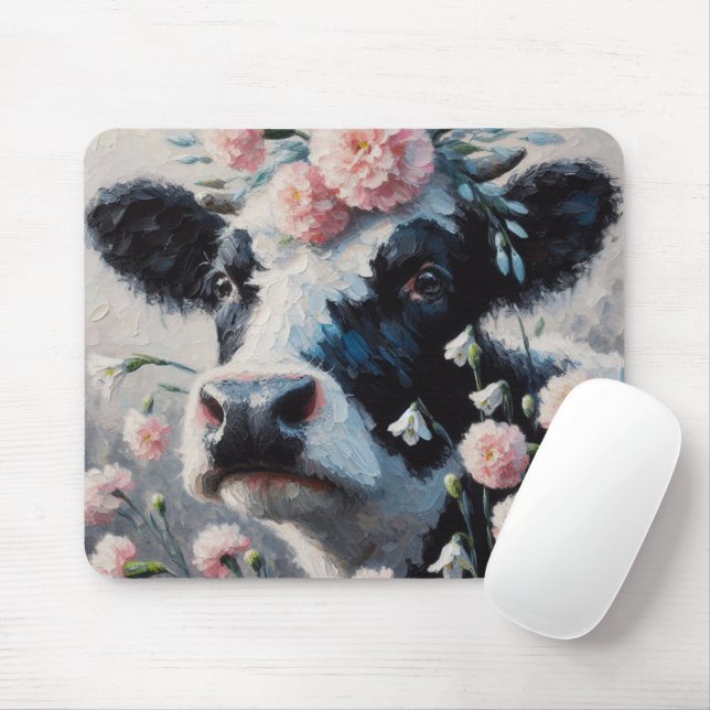 Mousepad Vaca de Holstein em Pintura de Fazendas (Com mouse)