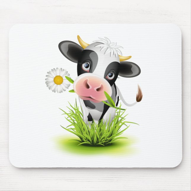 Mousepad Vaca de Holstein na relva (Frente)