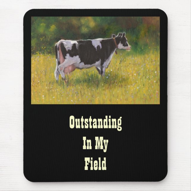 Mousepad Vaca de Holstein, pintando PROEMINENTE no CAMPO: (Frente)