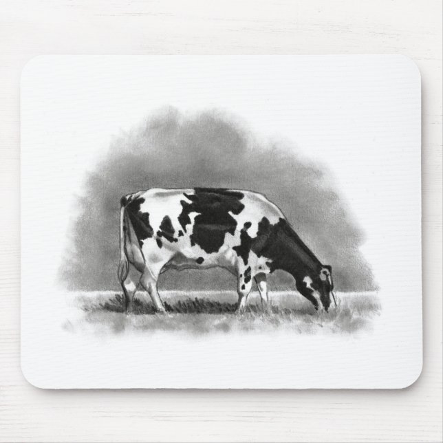 Mousepad Vaca de Holstein que pasta: Desenho de lápis do (Frente)