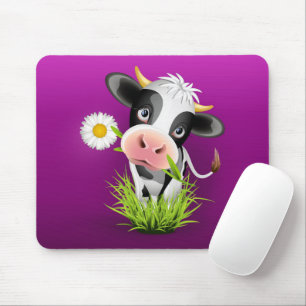 Mousepad Vaca de raça pura de erva sobre roxo