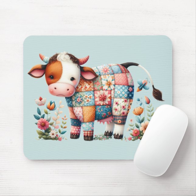 Mousepad Vaca De Sistema Whimsical Com Acentos Florais (Com mouse)