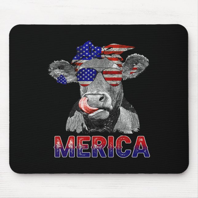 Mousepad Vaca Do Dia Merica 4º De Julho Vacas Alojadas (Frente)