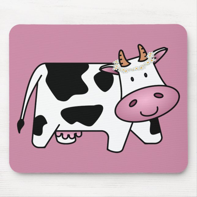 Mousepad Vaca em pé com margaridas (Frente)