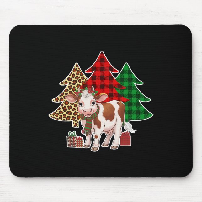Mousepad Vaca Engraçada Árvore de Natal Vacas De Natal Aman (Frente)