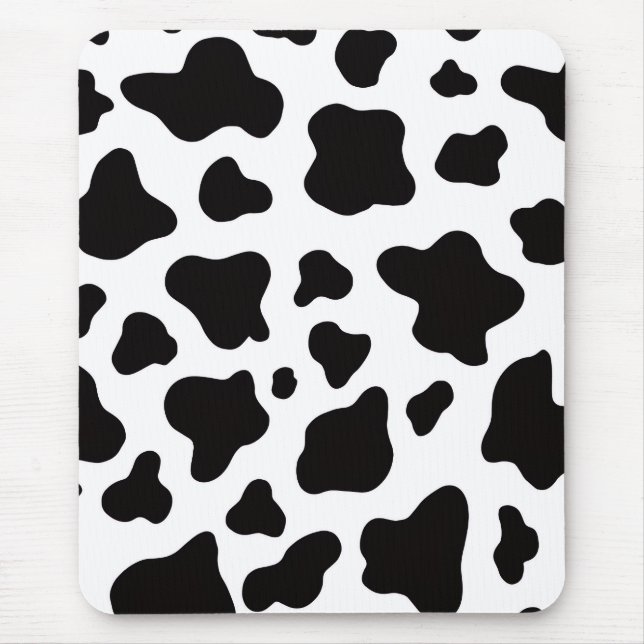 Mousepad Vaca preta e branca Couro Casa de fazenda moderno  (Frente)