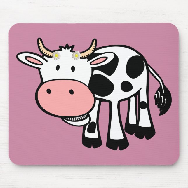 Mousepad Vaca sorridente com margaridas (Frente)