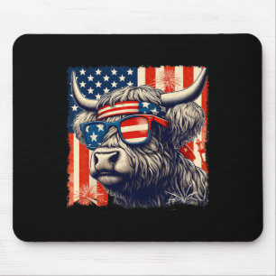 Mousepad Vaca Sungles American Flag 4 De Julho Farmer