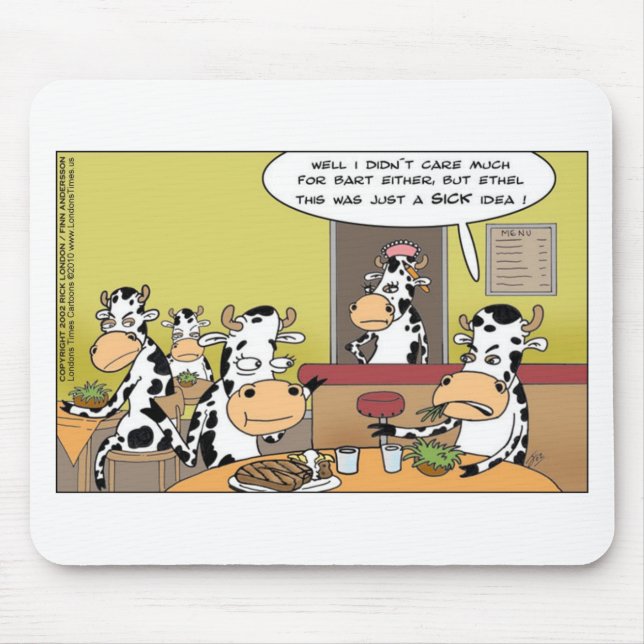 Mousepad Vacas Comendo Bife Camisetas Engraçadas Canecas Ca (Frente)