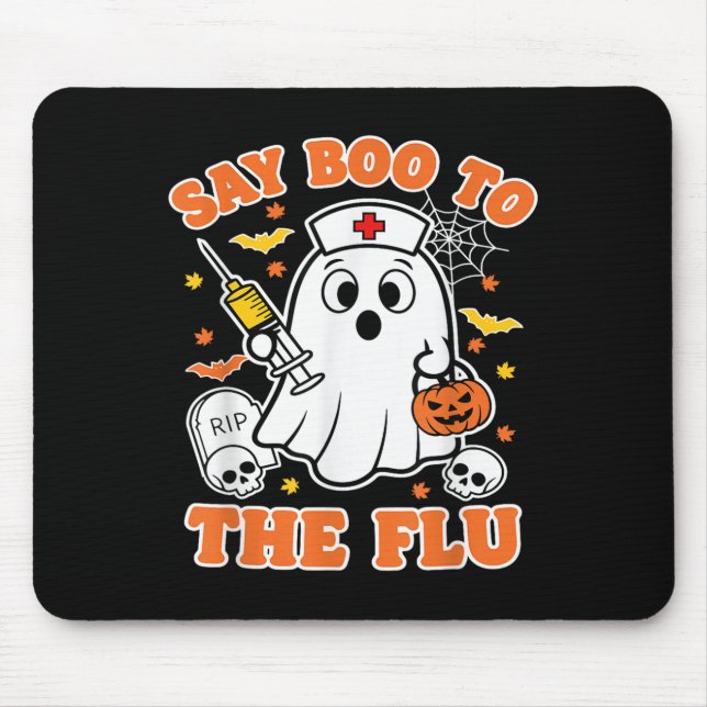 Mousepad Vacina Engraçada Diz Boo À Enfermeira Fantasma Da  (Frente)