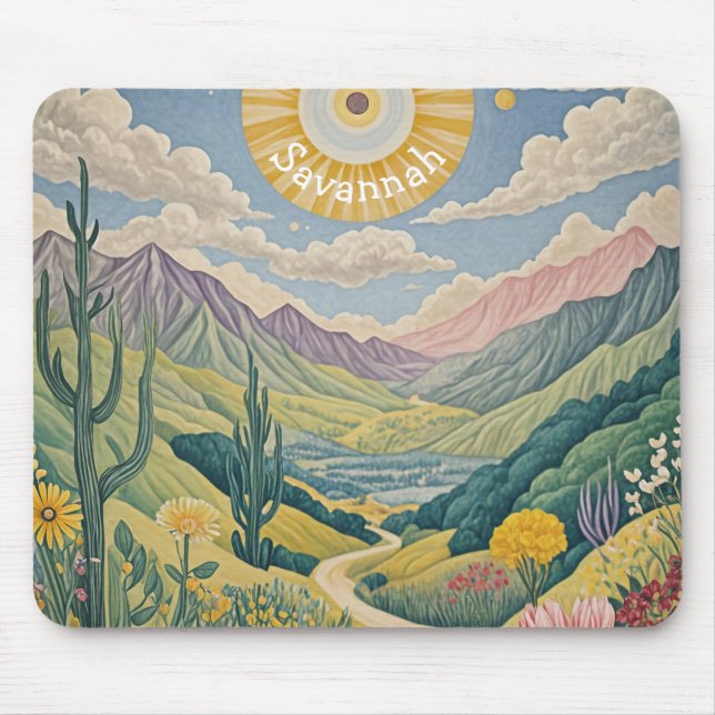 Mousepad Vale do Tranquilo: Paisagem Pastel (Frente)