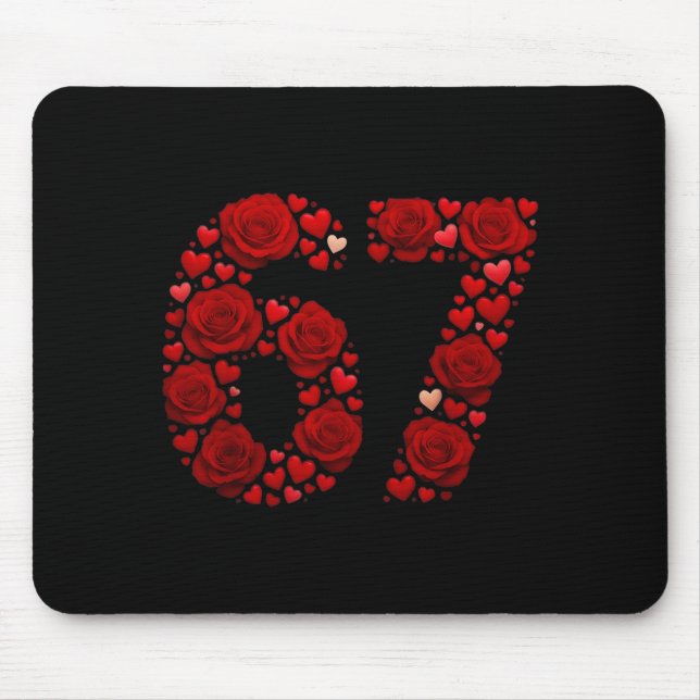 Mousepad Valentine 67 Meme Rose Hearts Funny Six Seven Vale (Frente)