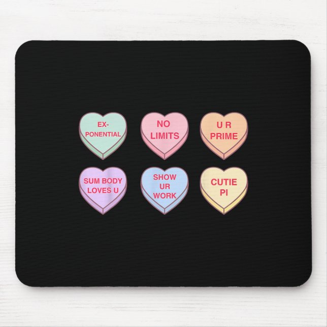 Mousepad Valentine Day Math Teacher Conversation Hearts Mat (Frente)