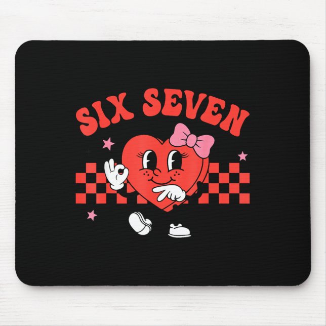Mousepad Valentine Engraçado Seis Sete Coração Arco Meme Ge (Frente)