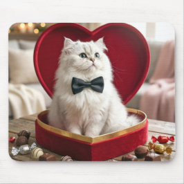 Mousepad Valentine Persian Cat In Candy Box