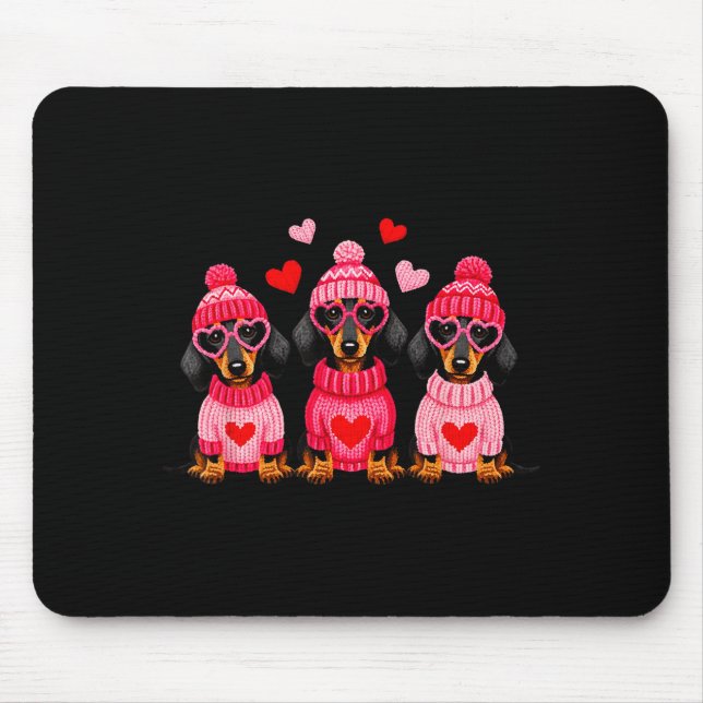 Mousepad Valentine’s Day Dog Cute Dachshund Dogs For Dog Mo (Frente)