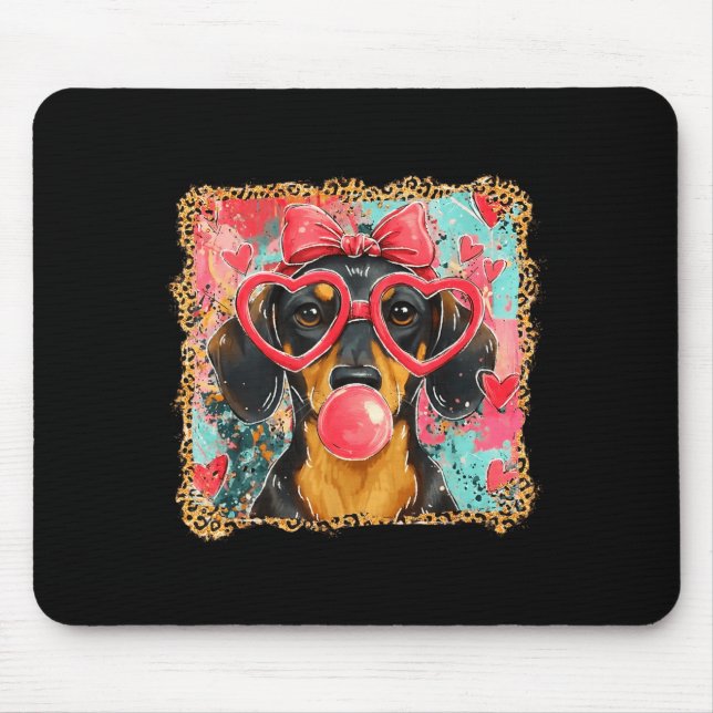 Mousepad Valentine’s Day Dog Cute Dachshund Dogs For Dog Mo (Frente)