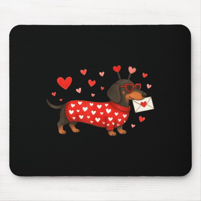 Mousepad Valentine’s Day Dog Cute Dachshund Dogs For Dog Mo (Frente)