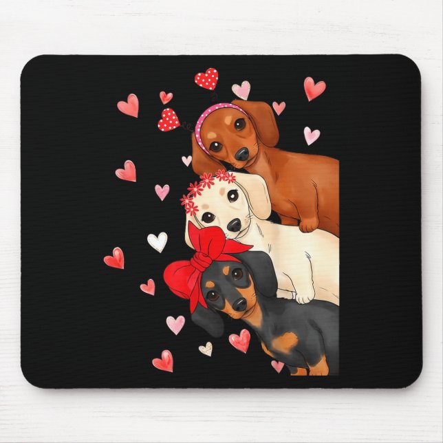 Mousepad Valentine’s Day Dog Cute Dachshund Dogs For Dog Mo (Frente)