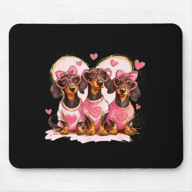 Mousepad Valentine’s Day Dog Cute Dachshund Dogs For Dog Mo (Frente)