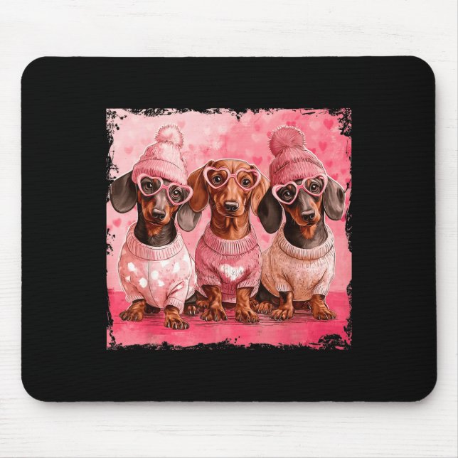 Mousepad Valentine’s Day Dog Cute Dachshund Dogs For Dog Mo (Frente)