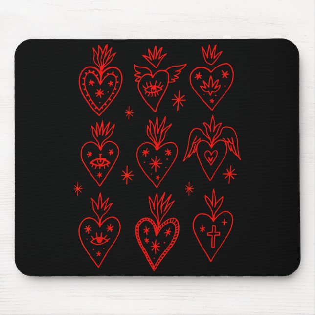 Mousepad Valentine’s Day Mexican Milagro Gothic Goth Sacred (Frente)