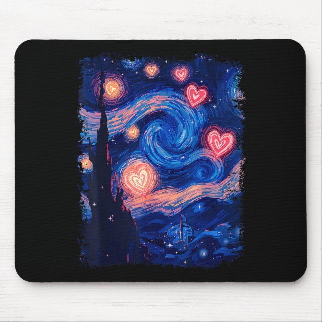 Mousepad Valentine Van Gogh Starry Night Heart Matching Cou (Frente)