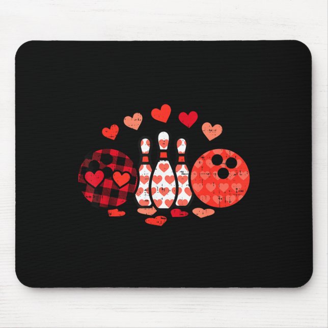 Mousepad Valentines Day Plaid Bowling Valentine Srts Men Wo (Frente)