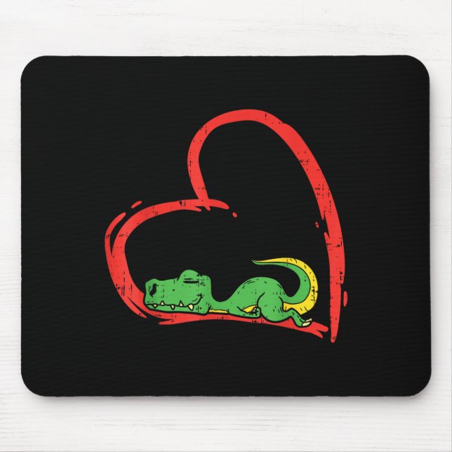 Mousepad Valentines Day Shirt Funny Heart Trex Sleeng Dinos (Frente)