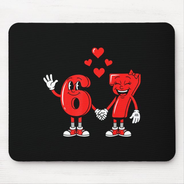 Mousepad Valentine's Day Six Seven Hearts 6 7 Meme Gen Alph (Frente)