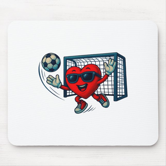 Mousepad Valentines Day Soccer Goalkeeper Funny Heart Boys  (Frente)