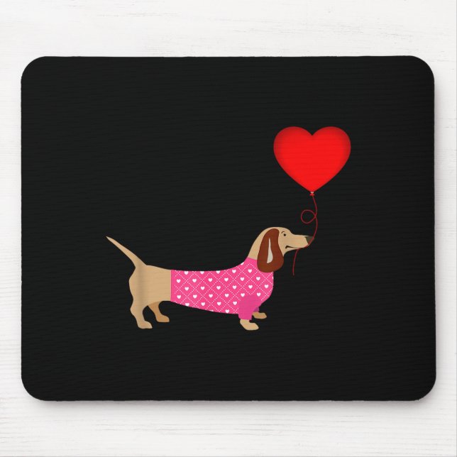 Mousepad Valentines Weiner Daschund Doxie In Dog Dress  (Frente)
