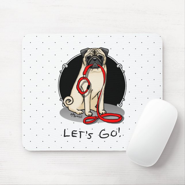 Mousepad Vamos! (caminhada) Cachorro-Pug (desmazelado claro (Com mouse)
