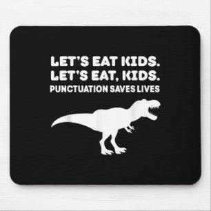 Mousepad Vamos Comer Crianças Dinossauro T-rex Dino Pontuaç