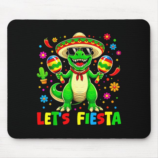 Mousepad Vamos festejar dinossauro cinco de maio meninos cr (Frente)