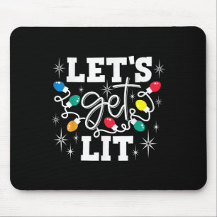 Mousepad Vamos Ficar Bêbados Chapéu de Papai Noel Luzes de