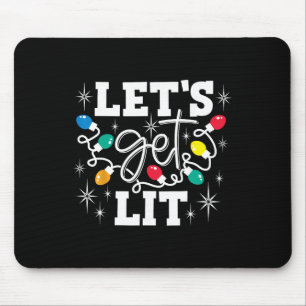 Mousepad Vamos Ficar Bêbados Chapéu de Papai Noel Luzes de